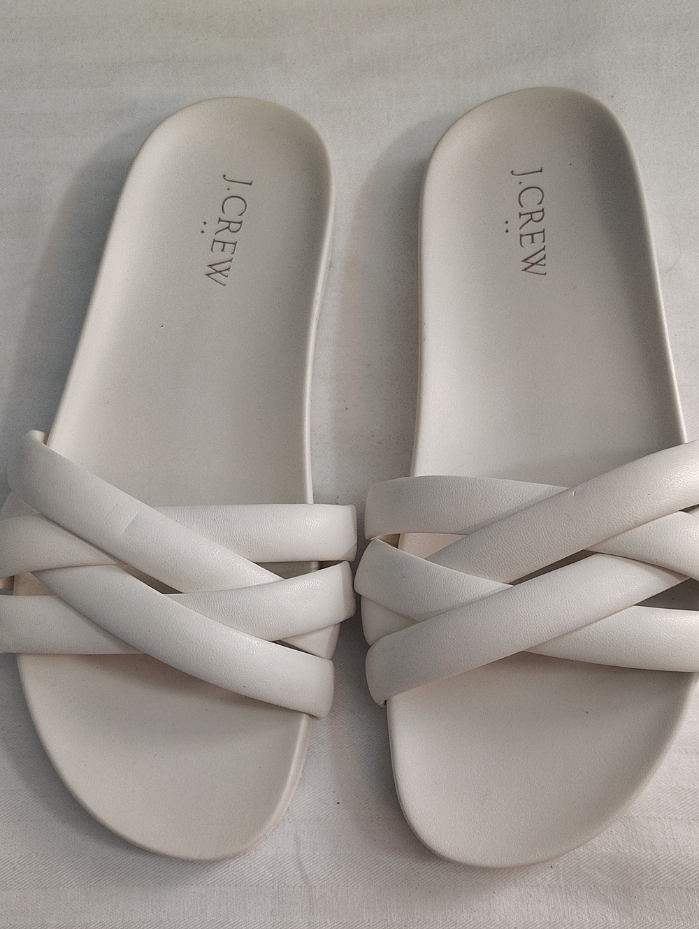 J. Crew White Crisscross Slide Sandals Size 8
